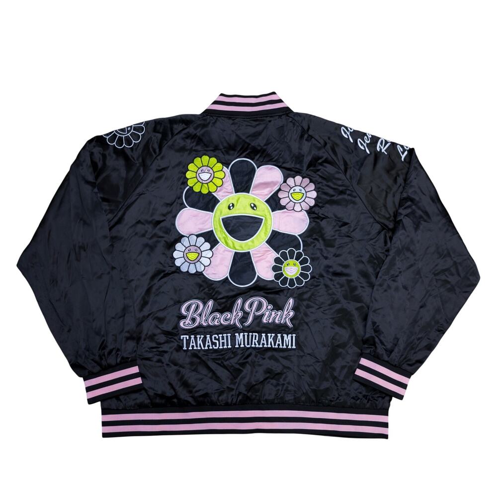 Takashi Murakami Black Pink Sample Unreleased Satin Bomber Jacket XL